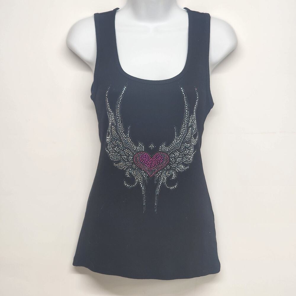 Sweet N' Kool Women's Large Black Tank Top 100% Cotton Ribbed Essential Knit Vtg